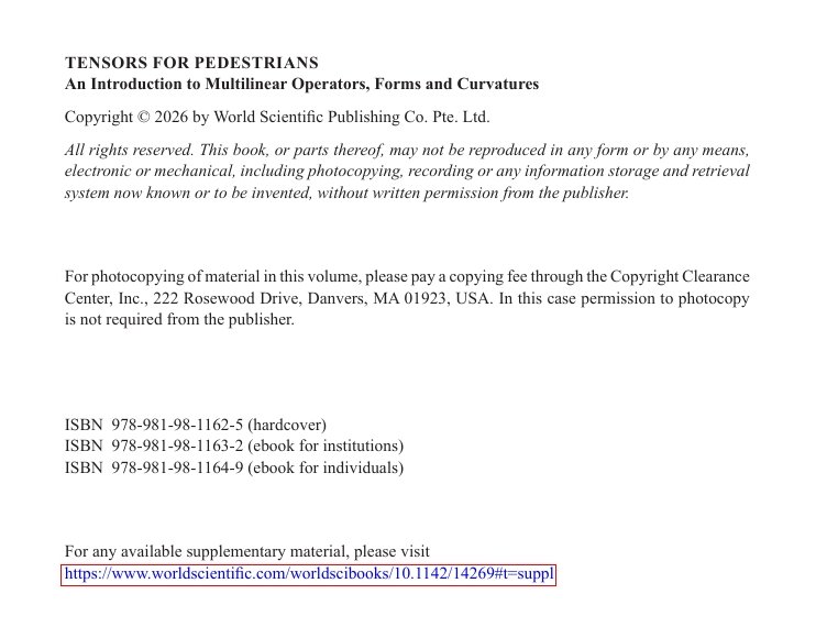 دانلود PDF کتاب Tensors for Pedestrians: مقدمهای بر عملگرهای چندخطی، فرمها و خمشها